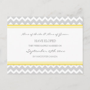 Elopement Announcement Postcards Yellow Grey