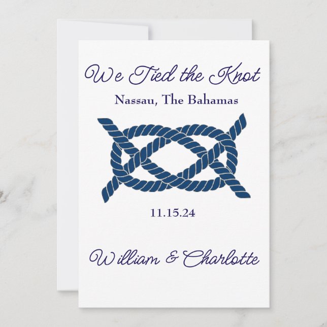 Elopement announcement Tied the Knot (Front)