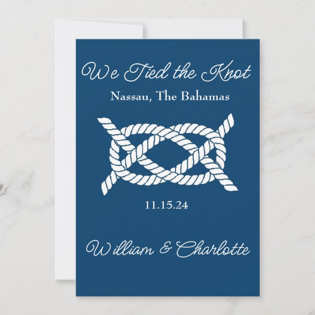 Elopement announcement Tied the Knot (Front)