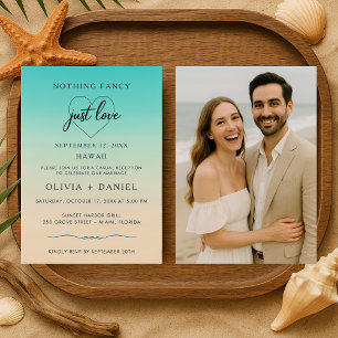 Elopement Beach Photo Wedding Reception Invitation