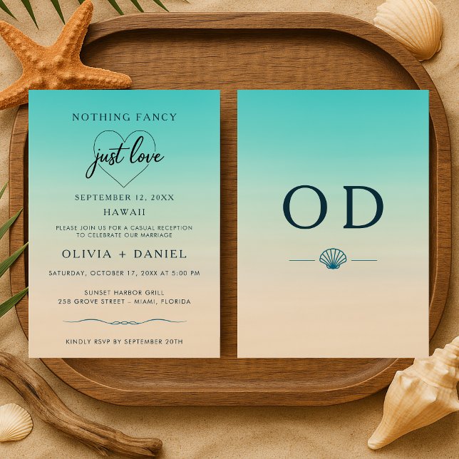 Elopement Beach Tropical Modern Wedding Reception Invitation (Creator Uploaded)