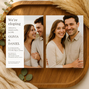 Elopement Beige Neutral Minimal Photo Invitation