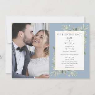 Elopement Dusty Blue Photo Wedding Announcement