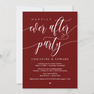 Elopement, Happily Ever After Party, Burgundy Wine Invitation