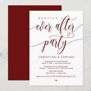 Elopement, Happily Ever After Party, Burgundy Wine Invitation