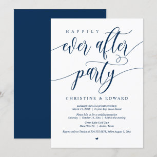 Elopement, Happily Ever After Party, Navy Blue Inv Invitation