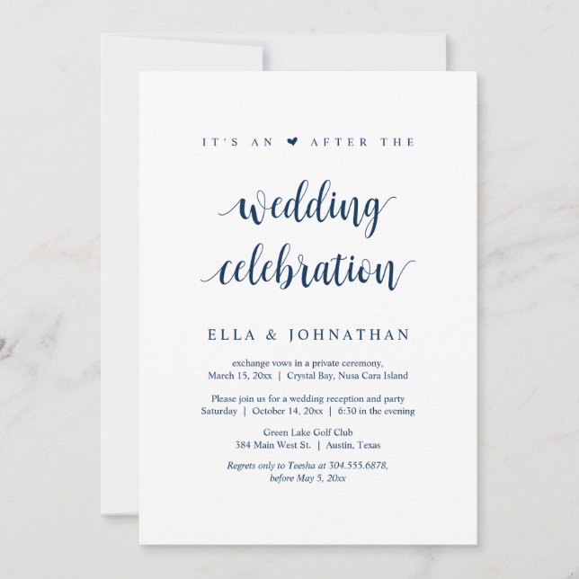 Elopement, Its an after the Wedding Party  Invitat Invitation (Front)