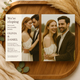 Elopement Minimalist Modern Elegant Photo  Invitation