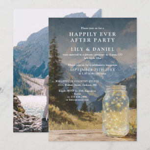 Elopement Mountain Mason Jar Photo Reception Invitation
