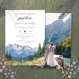 Elopement Mountain Wedding Reception Photo Invitation