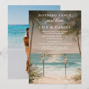 Elopement Ocean Beach Photo Wedding Reception Invitation