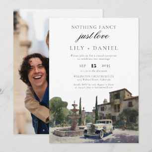 Elopement Old Money Estate Wedding Reception Photo Invitation