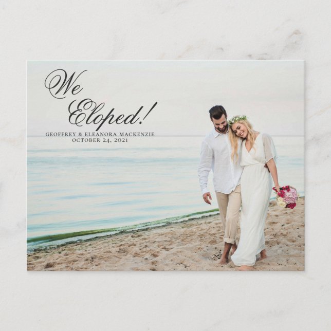 Elopement Tropical Pineapple Watercolor Wedding Announcement Postcard (Front)