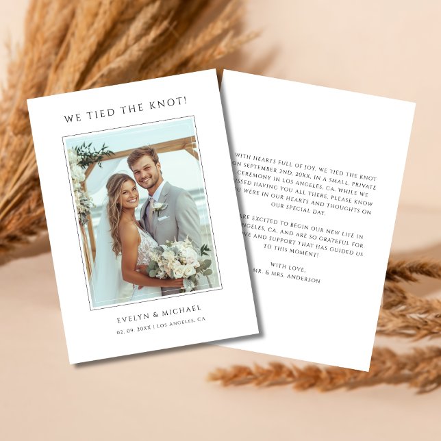 Elopement We Tied the Knot Beach Wedding Photo  Announcement (Creator Uploaded)
