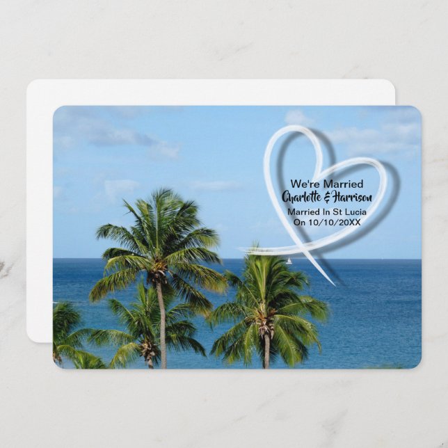 Elopement Wedding Reception Only Married St Lucia Invitation (Front/Back)