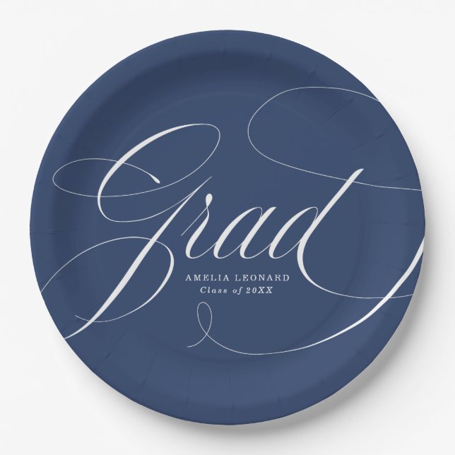 Eloquence Navy Graduation Paper Plate (Front)