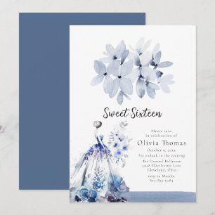 Eloquent Blue Ballroom Dress Sweet Sixteen Invitation