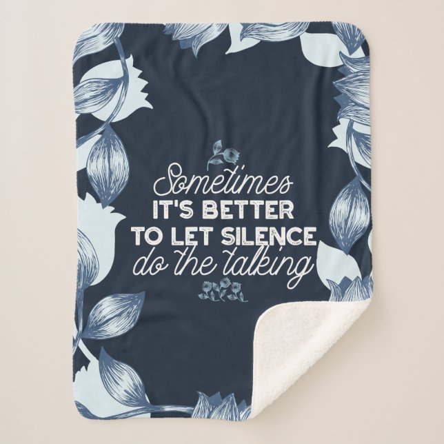 Eloquent Silence Quote Art for Serene Decor Sherpa Blanket (Front)