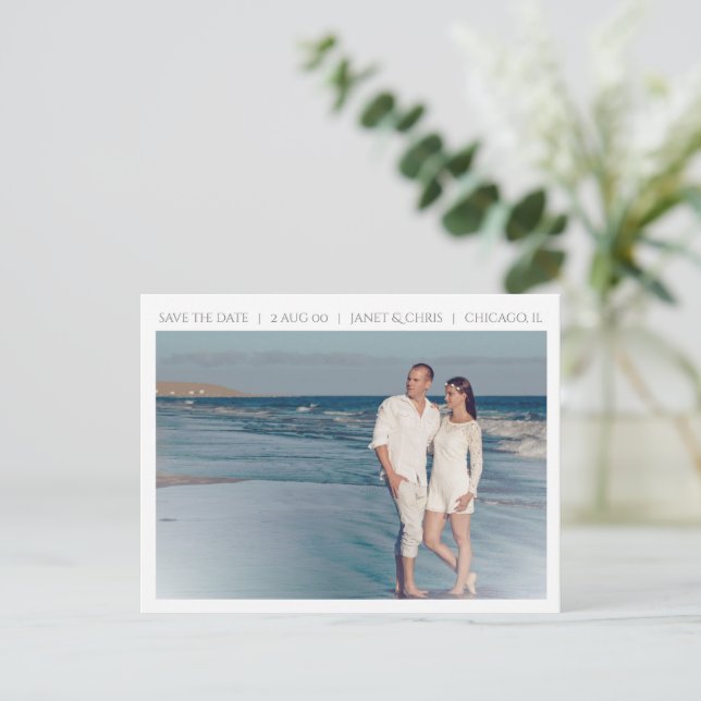 Eloquent Simplicity Save the Date Photo Postcard (Standing Front)