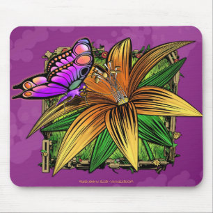 Elorai the Butterfly on Flower Mouse Pad