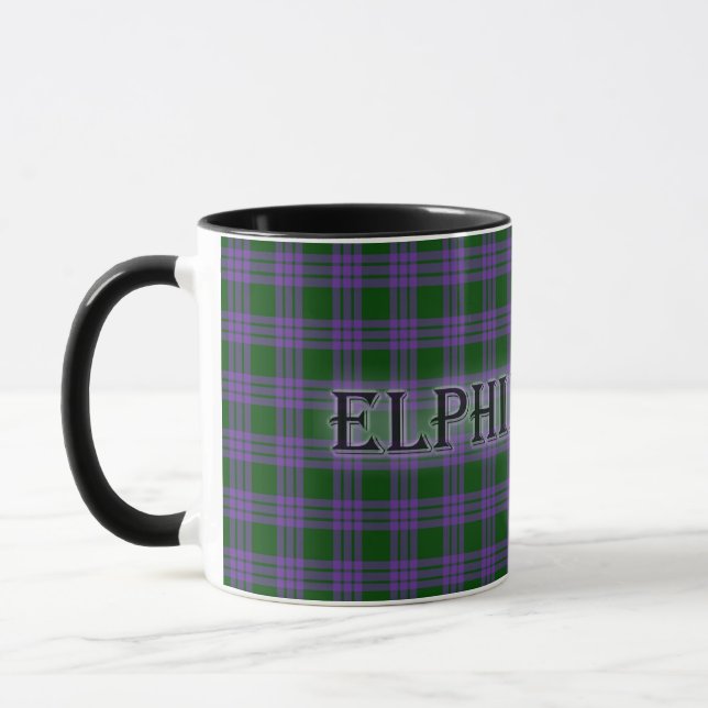 Elphinstone Tartan with the Last Name Mug (Left)