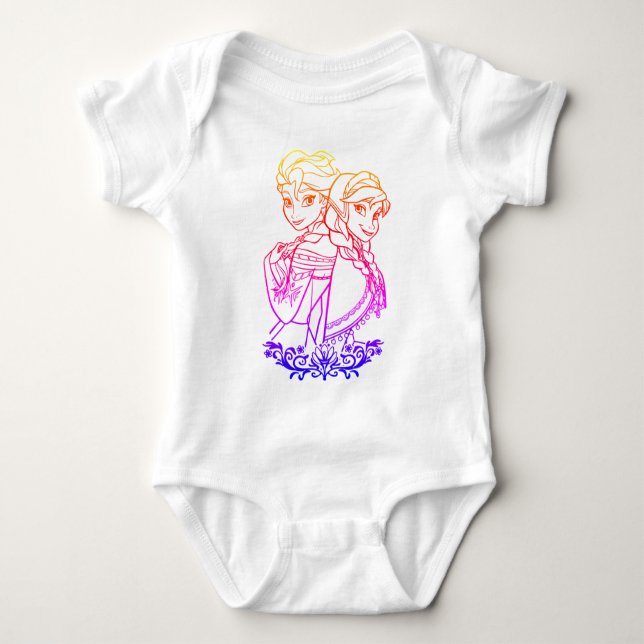 Elsa and her sister ana baby bodysuit (Front)