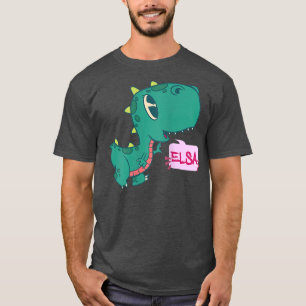 ELSA - Beautiful girl name with adorable Dinosaur T-Shirt
