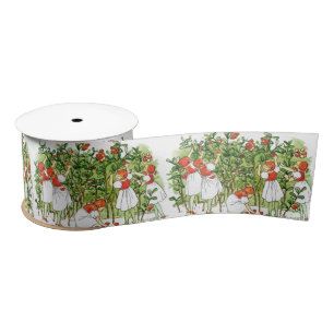 Elsa Beskow Cute Strawberry Girl Satin Ribbon
