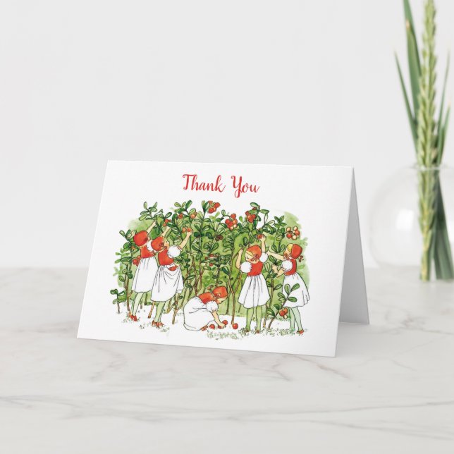 Elsa Beskow Strawberry Girls Thank You Card (Front)