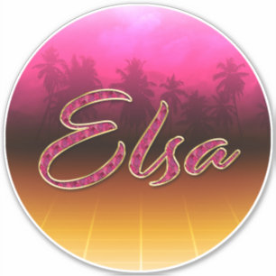 Elsa First Name golden pink sticker sticker