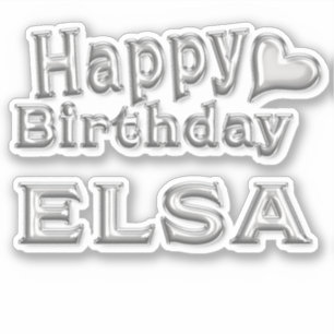 Elsa Happy Birthday silver Sticker