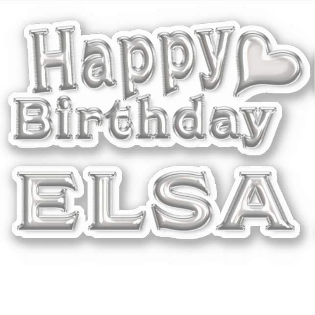 Elsa Happy Birthday silver sticker decal (Front)