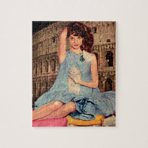 Elsa Martinelli and white kitten Jigsaw Puzzle