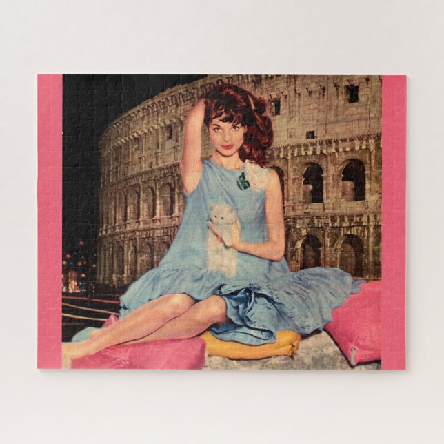 Elsa Martinelli and white kitten Jigsaw Puzzle (Horizontal)