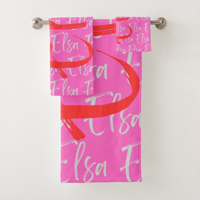Elsa Repeating Name Pattern  Bath Towel Set (Insitu)