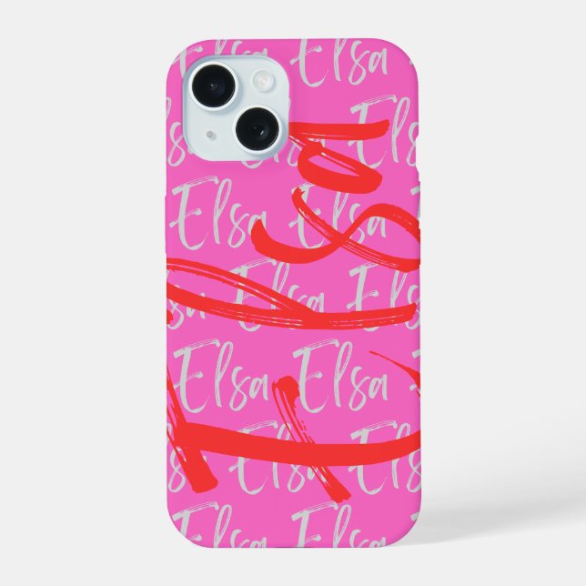 Elsa Repeating Name Pattern  iPhone 15 Case (Back)