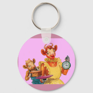Elsie the Cow and daughter Beulah - It's Cake Time Key Ring