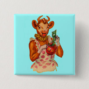Elsie the Cow, money manager 15 Cm Square Badge