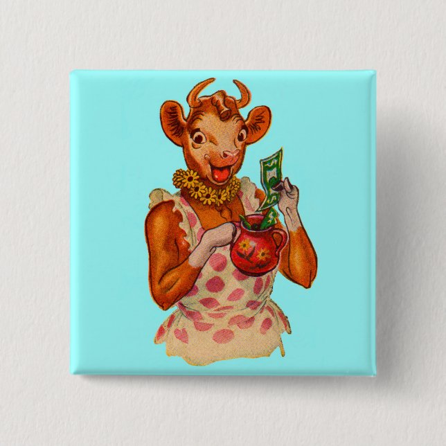 Elsie the Cow, money manager 15 Cm Square Badge (Front)