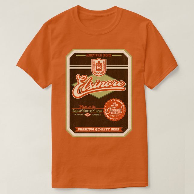 ELSINORE Beer Distressed Label T-Shirt (Design Front)