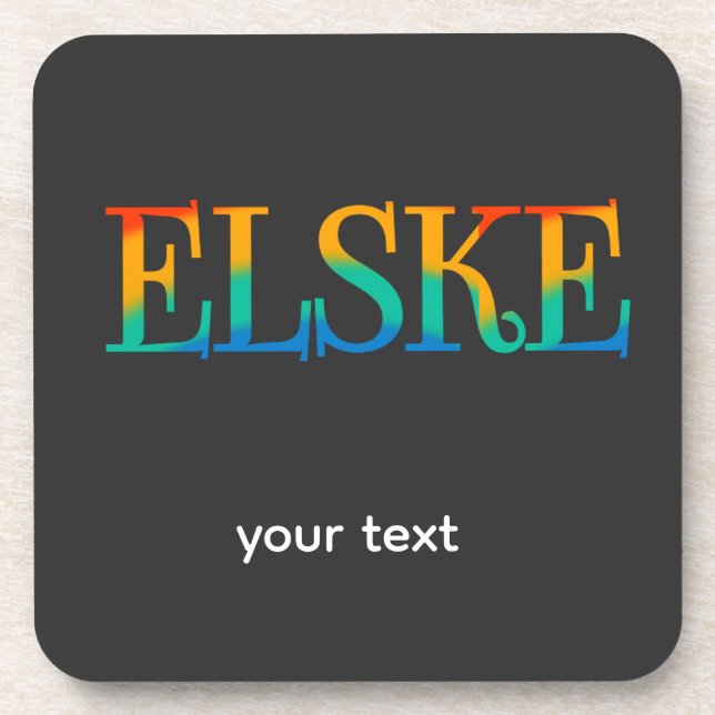 Elske first name rainbow text coaster (Front)