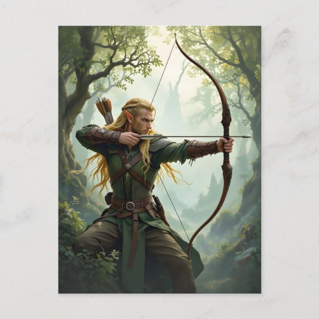 Elven Archer of the Woodland Realm Postcard (Front)
