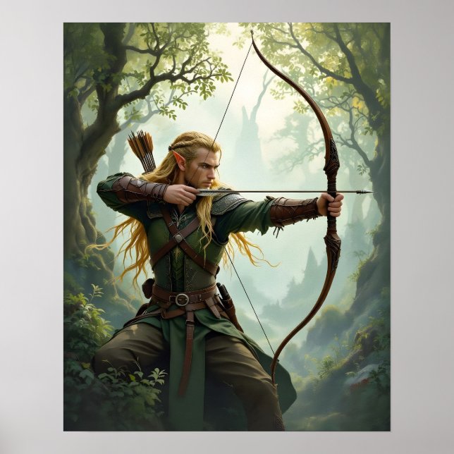 Elven Archer of the Woodland Realm Poster (Front)