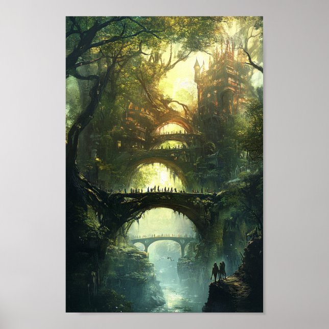 Elven Citadel of Twilight – Epic Fantasy Castle Wa Poster (Front)