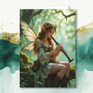 Elven Fairy with Clarinet   Magical Birthday Card