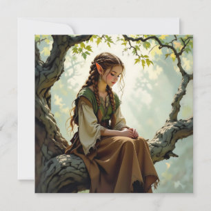 Elven Girl in Vintage Dress Blank Card