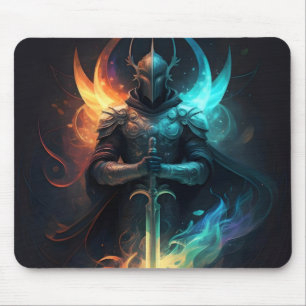 Elven Magic: Knight with Enchanted Sword Mouse Pad