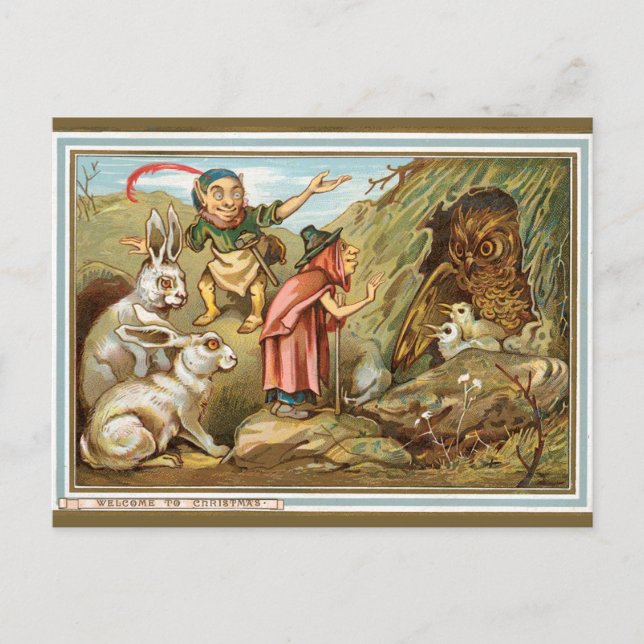 Elves and Bunnies Christmas Invitation (Front)