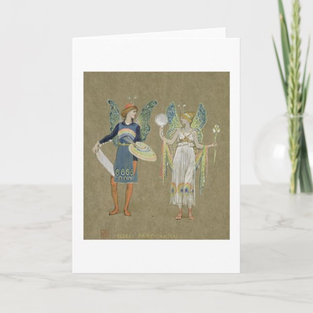 Elves and Fairy Painters, from 'The Snowman' 1899 Holiday Card (Front)