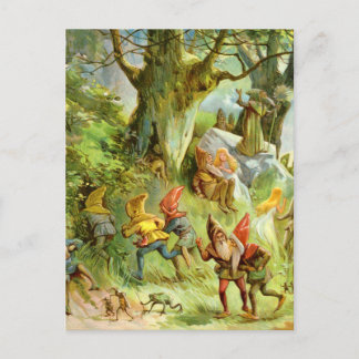 Elves and Gnomes in the Deep Dark Magical Forest Postcard